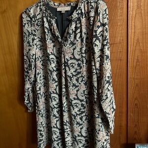 LOFT Black Paisley V-Neck dress